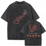 Korn Follow the Leader Albumikate Vintage Pesuga &Uuml;legabariidiline T-s&auml;rk | Nu-Metal Rock B&auml;ndi Streetwear T-s&auml;rk S mitmev&auml;rviline
