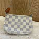 [Kasutatud] Mini Damier Azur L&otilde;uend ja Naturaalne Veisenahast &Auml;&auml;ris Keti Kotiga - V&auml;ga Hea #HGLUQL ONE SIZE gray