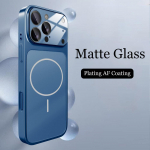 Originaalklaasist nano-matt &uuml;mbris iPhone 17 Air 16 15 14 13 Pro Max 17Pro jaoks, magnetiline Magsafe juhtmevaba laadimise jaoks, soomus-Funda iPhone 14 Pro tumesinine