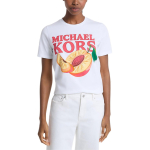 Michael Kors puuvillane kootud l&uuml;hikeste varrukatega tavaline T-s&auml;rk naiste topid JS6521P97J-0100 M white