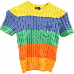 Polo Ralph Lauren SS25 Triibuline V&auml;rviplokk &Uuml;mmarguse Kaelusega Vabaaja L&uuml;hikeste Varrukatega Kootud Top Standardne L&otilde;ige Naiste topid 211A89524-001 L
