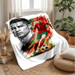 Cristiano Ronaldo Teemaline tekk Pehme flanellitekk Luksuslik visketekk Mugav diivanivoodi tekk Kodu kaunistamiseks 130x150cm