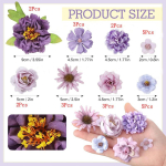 25/50 tk Lilla Kunstlillede Pead Siidist V&otilde;ltslill Kodukaunistuseks Pulmade Kaunistus Peo DIY K&auml;sit&ouml;&ouml; P&auml;rja Aksessuaarid (Purple,50Pcs) lilla