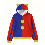 Pomni kost&uuml;&uuml;miga huppar Unisex klounistiilis v&auml;rviplokkidega hupparid Punane sinine jagatud pusa k&otilde;rvadega Halloweeni peo cosplay sviiter S blue