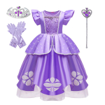 V&auml;ike Sophia Rollim&auml;ng Armas Pallikleit Sofia Kost&uuml;&uuml;mim&auml;ngu Kleit Tee Pikkus Kohev S&uuml;nnip&auml;evapeo Kleit Sisemise Printsessi rollis 5-6T(TAG 130) purple