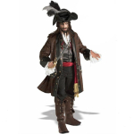Halloweeni piraadikapteni kost&uuml;&uuml;m Kariibi mere piraadid Kapten Jack Meeste maskeraadikost&uuml;&uuml;m T&auml;iskasvanutele l (one size fits all) black