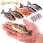 Bassip&uuml;&uuml;gis&ouml;&ouml;t 5 tk mitme liigendiga ujumiss&ouml;&ouml;t, 7 segmendiga elutruu forell Topwater Crankbait konksuga peibutis 5 Pcs Lures With Box