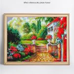 5D DIY teemantmaal Scenic Kevadine t&auml;is&uuml;mmargune teemantmosaiigiga tikand kivist pilt 20X30