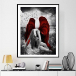 5D DIY teemantmaal  Must ingel  Teemanttikandid Ristpistes Rhinestone Mosaiic Maal 20X30CM
