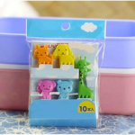 10 tk/kott Minimultika loomafarmi silt vaik puu kahvel hambaork lastele Bento l&otilde;unas&ouml;&ouml;gi lauan&otilde;ud