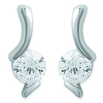 Les Tr&eacute;sors De Lily [B8302] - Boucles Argent 'C&acirc;lin' Blanc argent&eacute; (rhodi&eacute;) - 5x14 mm valge