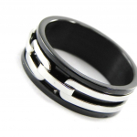 Bague Acier 'Tony' acier ruthenium 56 must