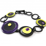 NOA [J1936] - Bracelet Cr&eacute;ateur 'Arlequin' noir violet jaune lilla