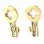 Les Tr&eacute;sors De Lily [M8923] - kullatud k&otilde;rvar&otilde;ngad 'Cl&eacute; de l'Amour' valgest kullast - 11x6 mm kuld