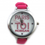 Morgan [N2370] - Montre cr&eacute;ateur 'Morgan' fuschia argent&eacute; (Paris de toi)