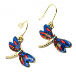 Les Tr&eacute;sors De Lily [P3656] - Boucles Cr&eacute;ateur 'Libellules' bleu rouge dor&eacute; sinine