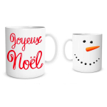 Les Tr&eacute;sors De Lily [Q3631] - keraamiline kruus 'Merry Christmas' punane valge (lumememm- porgand) - 9. 5x8 cm punane