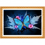 T&auml;is&uuml;mmargune puur 5D DIY teemantmaal  Liblikas ja lill  Tikand Ristpistes Kodukaunistus 20X30CM