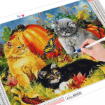 5D DIY teemanttikandid Halloweeni t&auml;isruudukujuline &uuml;mmargune teemantmaaling kassi mosaiik multifilm kodukaunistus Full Round (20X30CM)