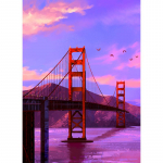 Teemantkunsti maalikomplekt Golden Gate Bridge Rhinestone Building Picture Teemanttikandid Kodukaunistus Full Round (20X30CM)