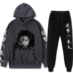Suures suuruses r&uuml;ndavad hiiglaslikud kapuutsid P&uuml;kste komplektid Anime-&uuml;likond dressipluus T&auml;navar&otilde;ivad Meeste Pullover-Kost&uuml;&uuml;m Spordiriided Kevad-s&uuml;gis L tumehall v&auml;rv
