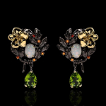 Elegantsed naiste taim lilled p&auml;rl rohelised tsirkoon k&otilde;rvar&otilde;ngad opaalk&otilde;rvar&otilde;ngad naiste ehted luksuslikud musta kullaga naiste k&otilde;rvar&otilde;ngad must