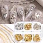 6 v&otilde;red/karp Pearl Gem naastud Kett K&uuml;&uuml;nekunst Ornament K&uuml;&uuml;nte aksessuaarid Nail Art Dekoratsioon