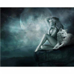 DIY 5D teemant, seksikad naised ja hundi armastuse ristpistes maalimise komplektid kodukaunistamise kivide jaoks Full Round 20x25CM