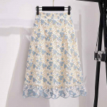 V&auml;rske lilleline raske tikandiga seelik pits seelik Midi seelik A-Line Slim Fit seelik XXXL helesinine v&auml;rv