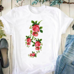 Akvarell Sweet Flower Trend 90ndate stiilis l&uuml;hikeste varrukatega naiste prinditud T-s&auml;rk Suvine moodne t-s&auml;rk Naiste riietus vabaaja graafiline T-s&auml;rk S