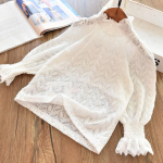 T&uuml;drukutele Valge pikkade varrukatega alumine T-s&auml;rk Kevadine Laste Pits K&otilde;rge kaelusega pluus Topid S&uuml;gisesed lasteriided 130