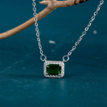 Bella Box trendikas roheline tsirkoon kaelakee naistele Lihtne geomeetriline ruudukujuline ripats, mood mitmek&uuml;lgsed naiste ehted kingitused 45cm roheline