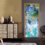 Hiina maastikumaaling DIY ukseseina kleebised Kodukaunistus Elutuba Veranda kunst seinamaal Isekleepuv eemaldatav PVC seinaplakat 38.5X200cmX2pcs