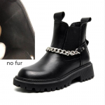 Naiste saapad ehtsast nahast suure suurusega karusnahk, mis sobib kevadeks, s&uuml;giseks ja talveks Naiste poolsaapad Moodsad Briti stiilis naiste Chelsea saapad 36