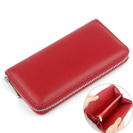 Ehtsast nahast naiste rahakott, suure mahutavusega meeste nahast sidurikott Moodne pikk standardne t&otilde;mblukuga rahakott rahakott punane