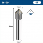 T&auml;iesti uus faasitud puur, 4 tera 12 mm 16 mm 25 mm 4 tera 16x12mmx90Degree