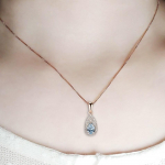925 Sterling h&otilde;be 585 roosikullaga kaetud ripats kaelakeed naistele Sinine topaas kalliskivi kingitused pulmadeks 45cm