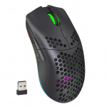 HXSJ T66 RGB 2.4G juhtmevaba m&auml;nguhiir RGB valgustusega laadimishiir reguleeritava DPI-ga ergonoomiline must