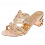 Uued suvised rhinestone'ist valmistatud naiste sandaalid paksu kontsaga &otilde;&otilde;nsad rannasussid Moodsad naiste sandaalid 38