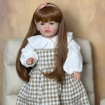 60 cm Reborn Baby Doll riidest keha silikoonm&auml;nguasi t&uuml;drukule Elutruu vin&uuml;&uuml;list pikkade juustega printsess Bebe s&uuml;nnip&auml;evakingitus Kleit Art Boneca same as picture