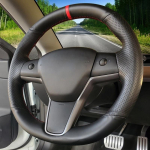 Libisemisvastane kunstnahast punutisega auto roolikate Tesla Model 3 2015 2016 2017 2018 2019 2020 Model Y 2019 jaoks Black Thread