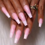 24 tk/komplekt Quick Nails Roosad Pikad Balleti Kunstnaelad Kleebis Kantav Veekindel manik&uuml;&uuml;r Viimistletud K&uuml;&uuml;ned