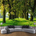 Forest Road Trees Loodusliku maastiku tapeet, seinamaaling, elutoa teler Diivan Sein Magamistoa sisekujundus 200 cm(W) x 140 cm(H)