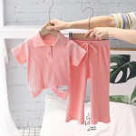 Suvised t&uuml;drukute r&otilde;ivakomplektid Laste l&uuml;hikesed t&uuml;drukute s&auml;rk top + laienevad p&uuml;ksid Beebi Laste riided &Uuml;likond Lastele T&uuml;drukute riided 90 roosa