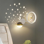 Lastetoa seinalamp Creative Astronaut Cartoon Astronaut Starry Sky Magamistoa voodivalgusti valge