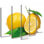 Viieosaline pildil&otilde;uendiprint Fruits Lemons 100x70 kollane
