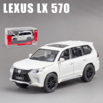 1/32 m&otilde;&otilde;tmetega Lexus LX570 maastikusulamist survevalatud automudel, tagasit&otilde;mmatav metallist s&otilde;iduki m&auml;nguasi heli ja valgusega 6 avatud ust lastele t&auml;iskasvanutele m&otilde;eldud kingituste kollektsioon 1/32-16x7x6cm