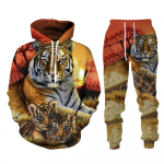 Animal Tiger 3D prinditud meeste dressikomplekt vabaaja kapuuts ja p&uuml;ksid 2tk komplektid kevad-s&uuml;gismood t&auml;navar&otilde;ivad meeste r&otilde;ivaste &uuml;likond 5XL