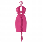 Solid p&auml;itsetega &otilde;&otilde;nsad pitsilised naiste kleit Varrukateta seljata m&auml;hitud puusakleit Seksikas Slim Fit piduliku balli peokleit S roosa punane v&auml;rv