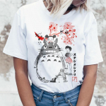 Jaapani karikatuurid T Shrit Harajuku Miyazaki Hayao Naiste moe suvised T-topid S valge